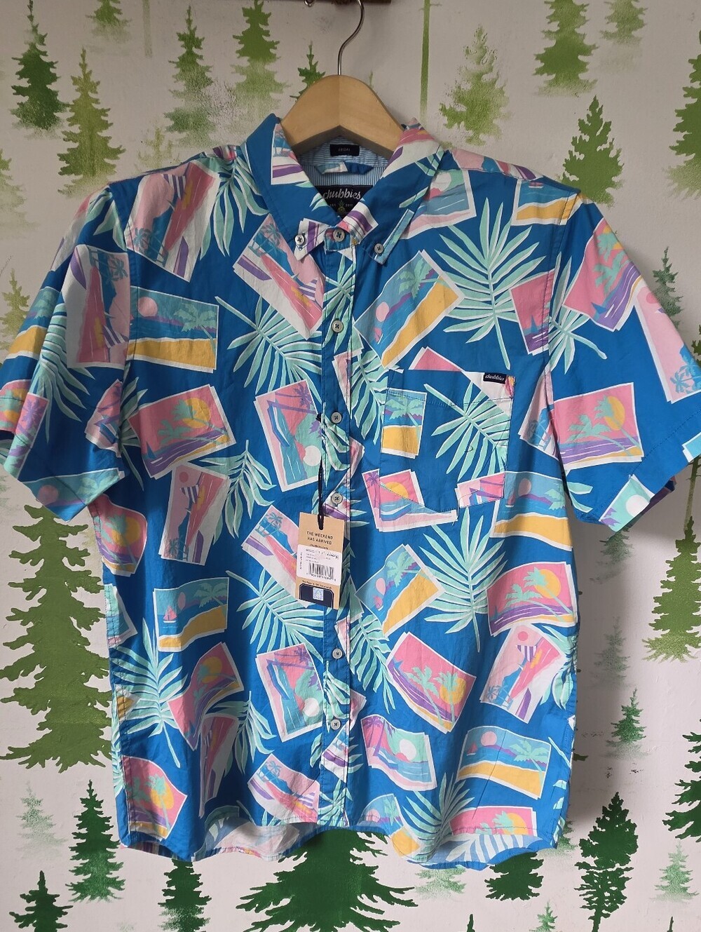 Chubbies Blue Tropical Print Button-Down Shirt
